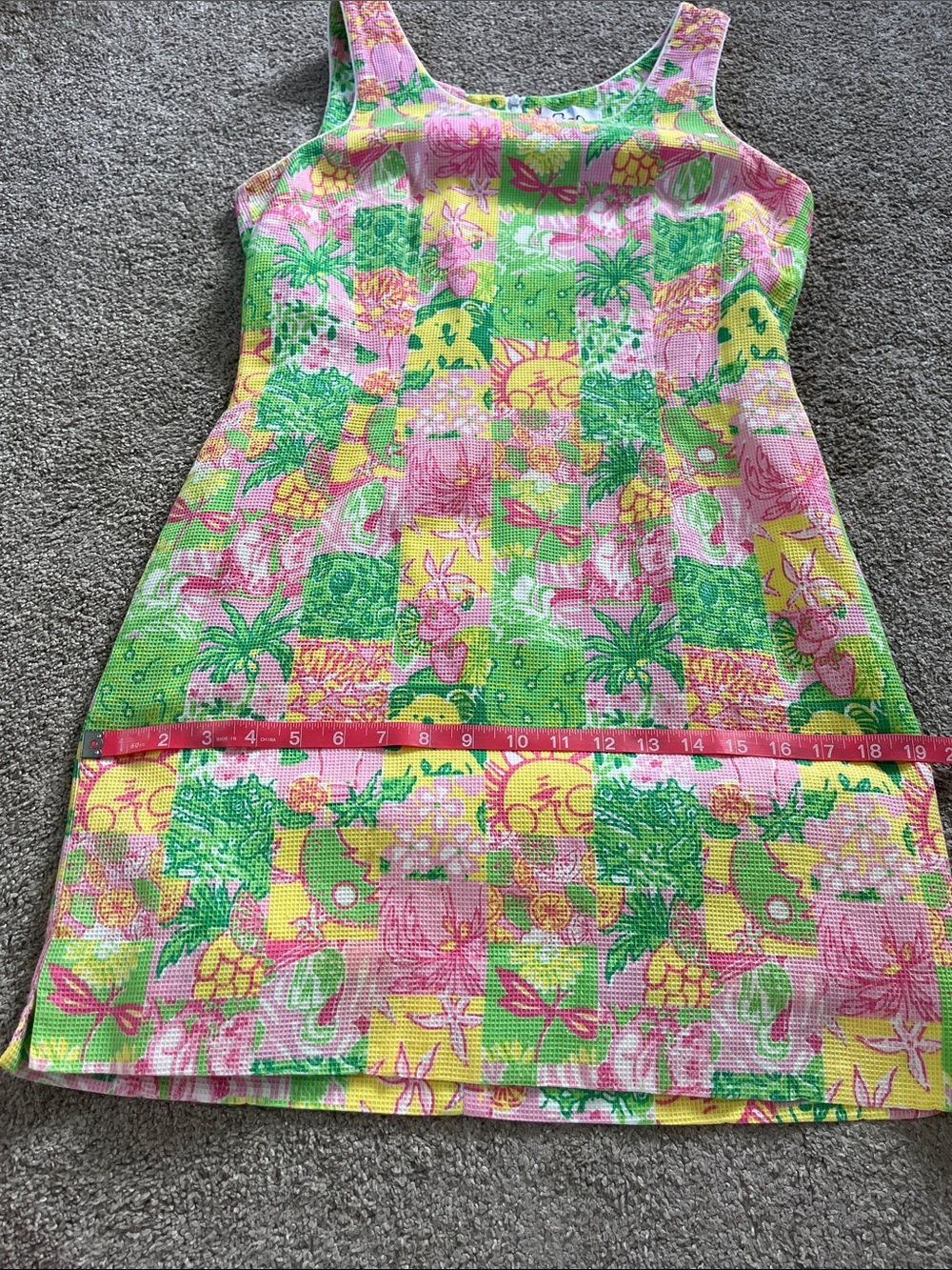 🍊🐨Lilly Pulitzer White Label Textured sz6 Patchwork Koala Sun Fruit Krista Shift - Picture 10 of 14